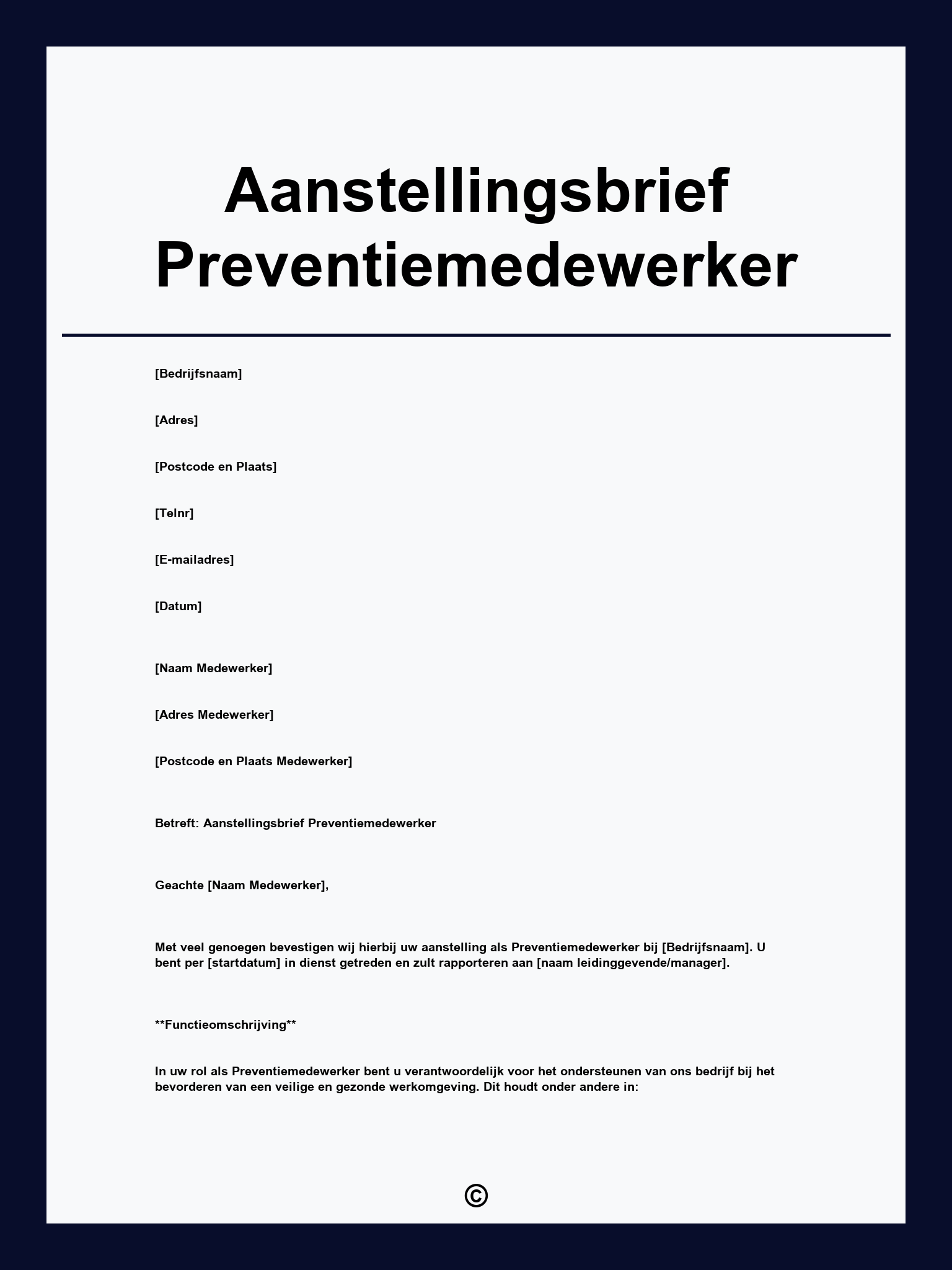 Aanstellingsbrief Preventiemedewerker