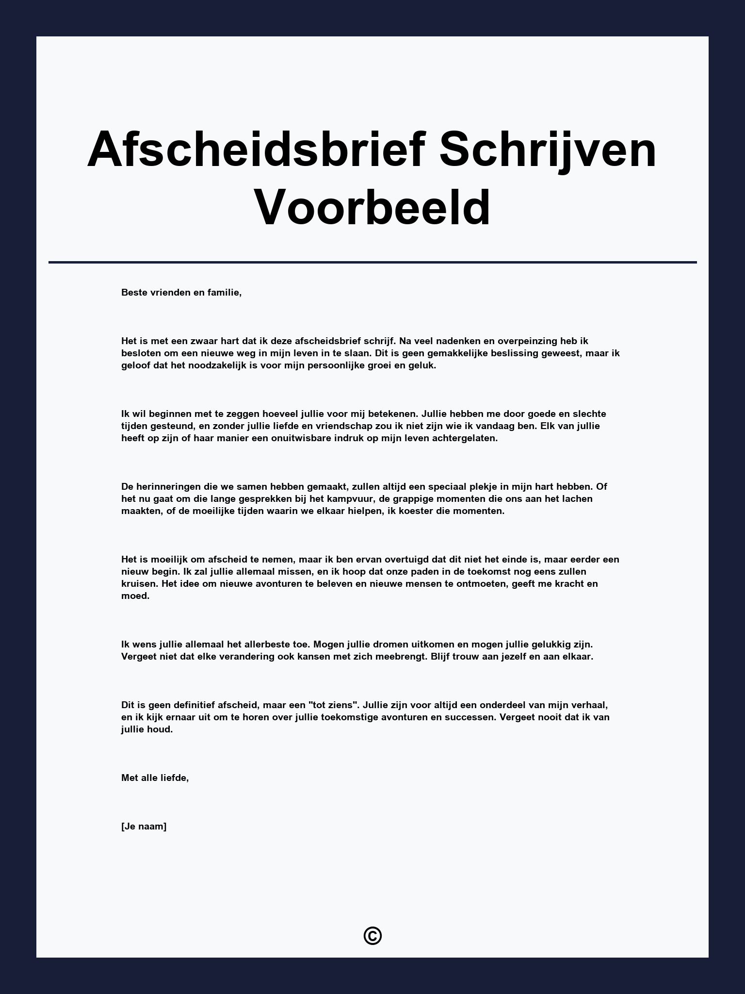 Afscheidsbrief Schrijven Voorbeeld