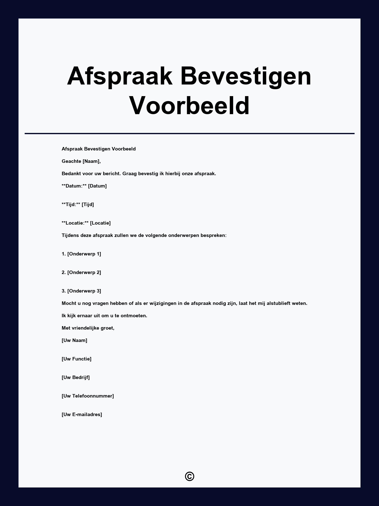 Afspraak Bevestigen Voorbeeld
