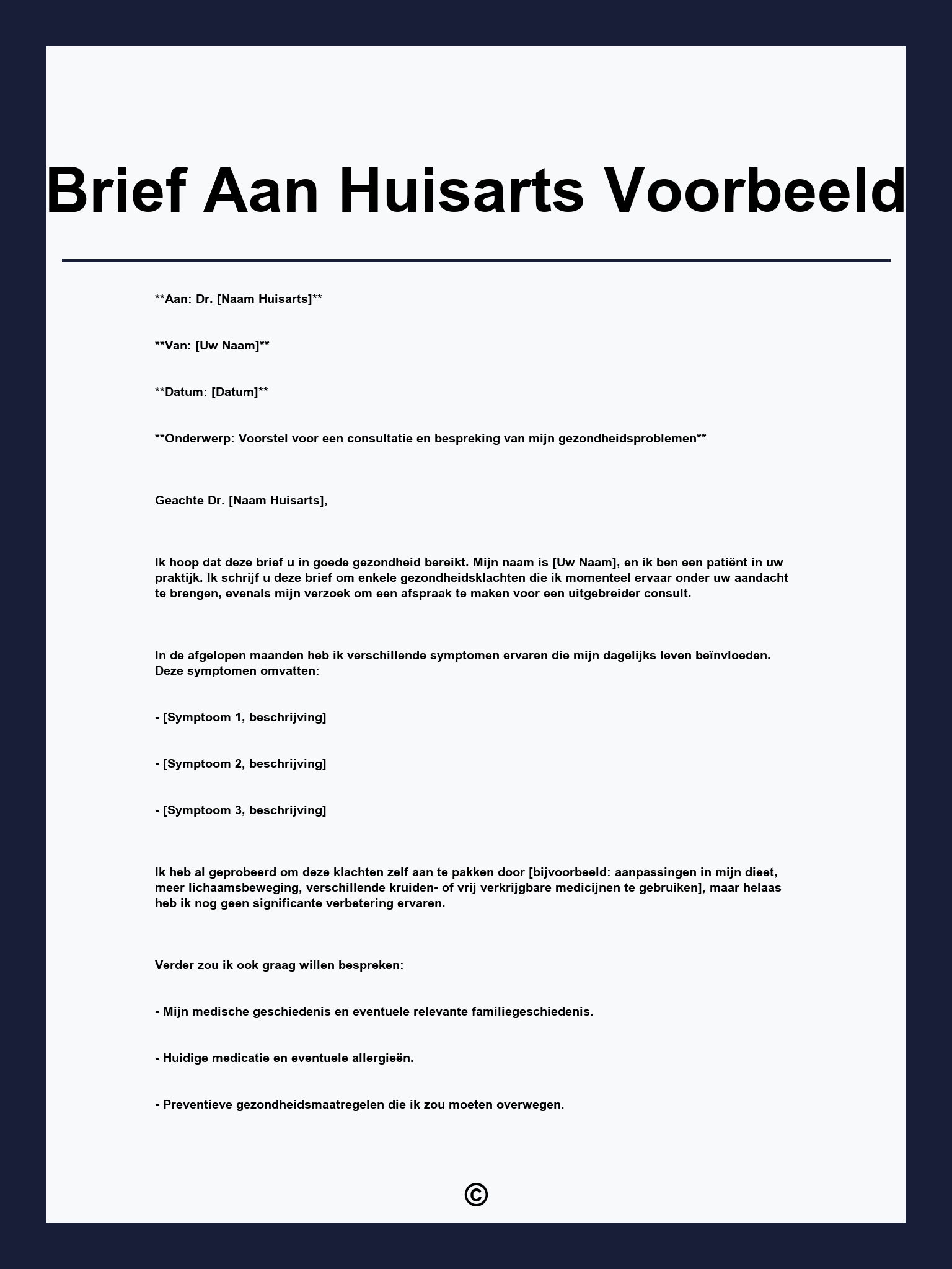 Brief Aan Huisarts Voorbeeld