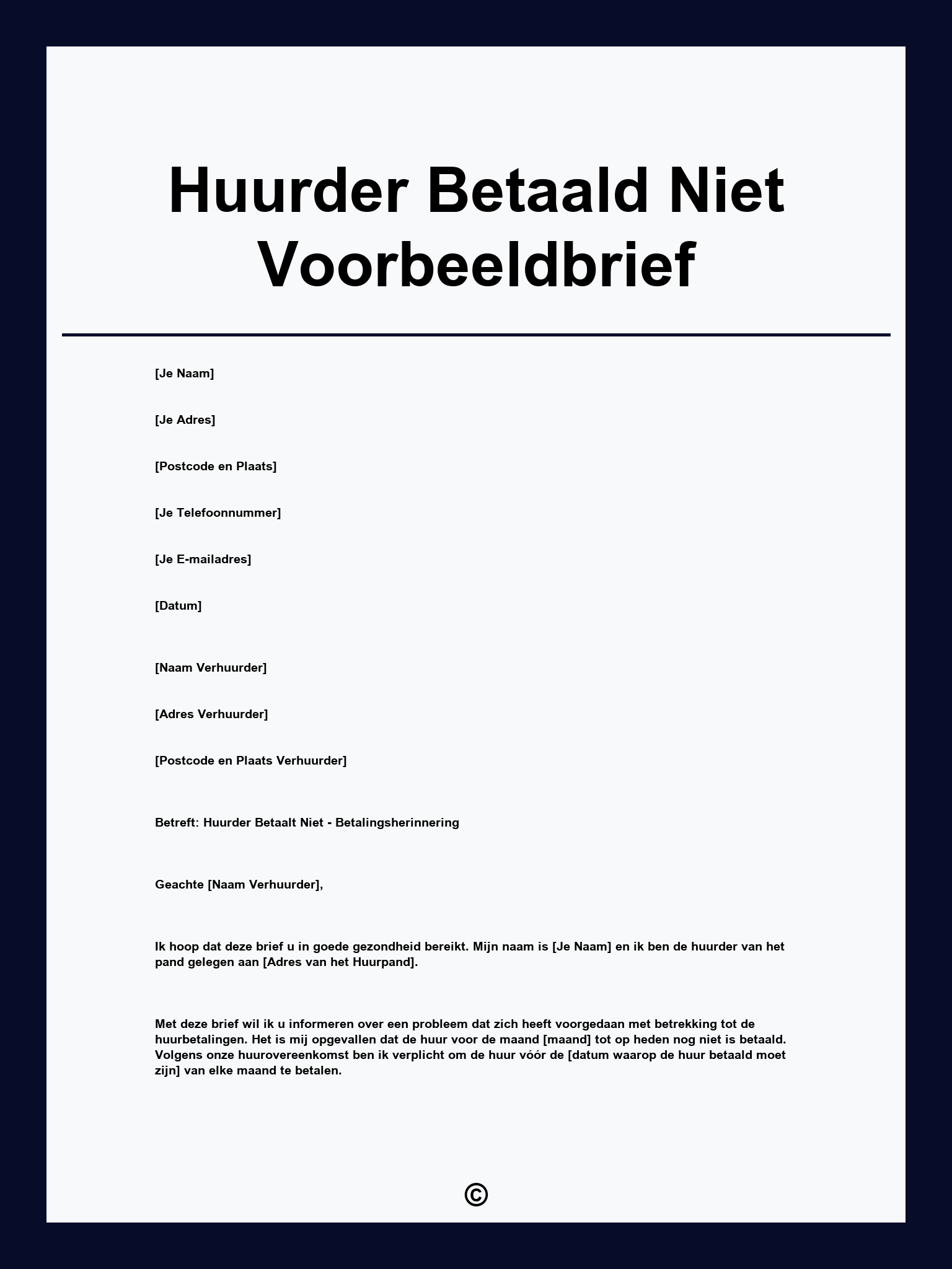 Huurder Betaald Niet Voorbeeldbrief