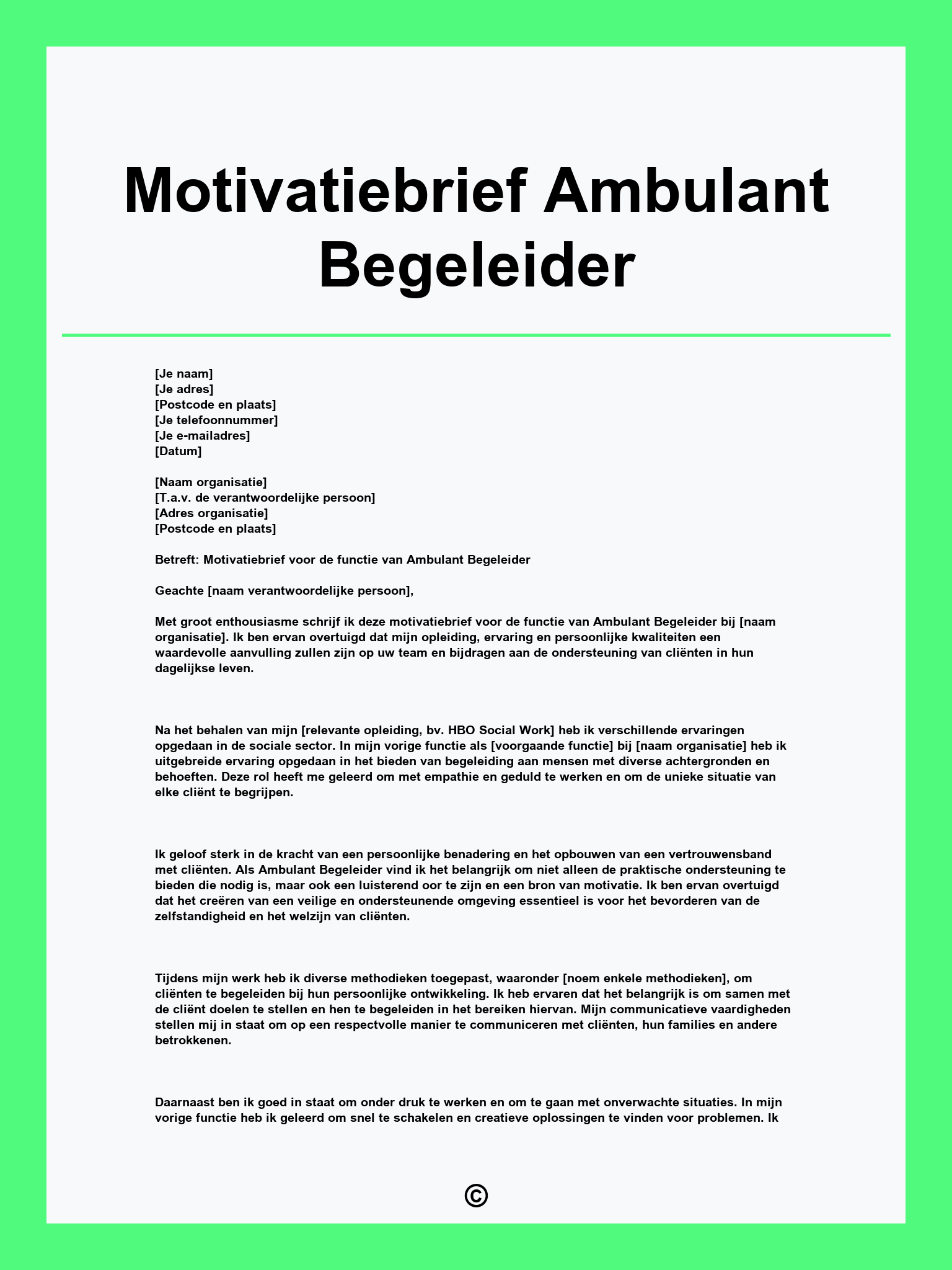 Motivatiebrief Ambulant Begeleider