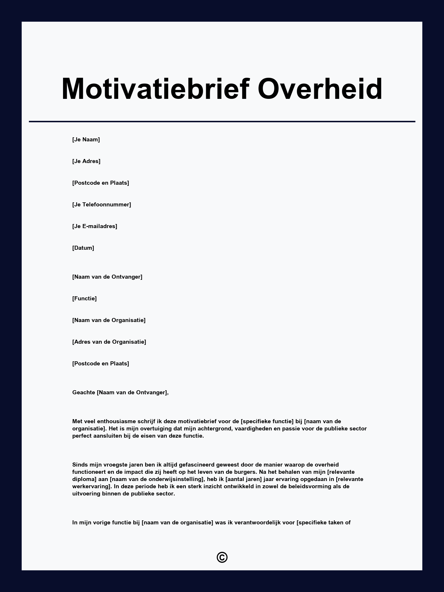 Motivatiebrief Overheid