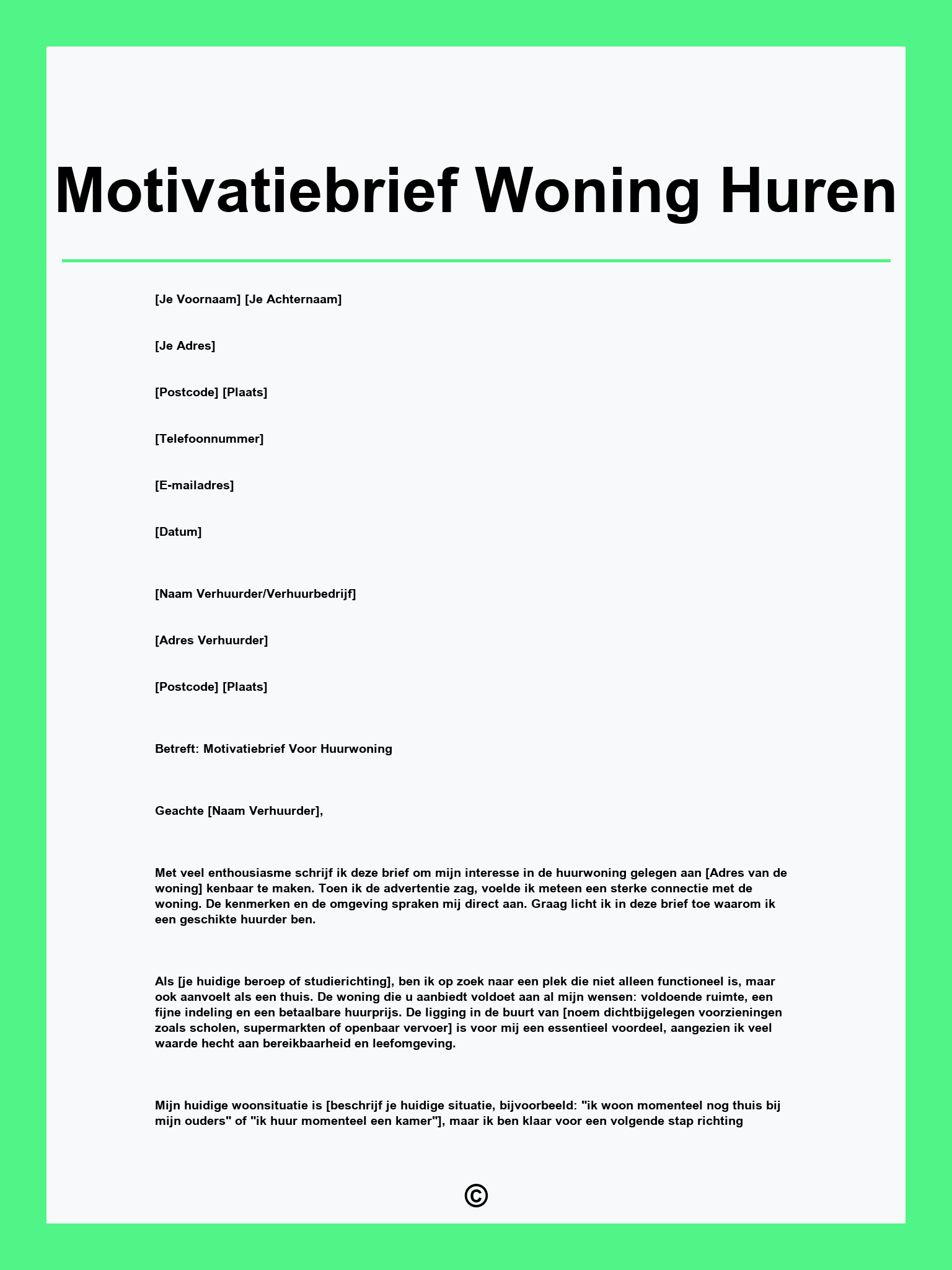 Motivatiebrief Woning Huren
