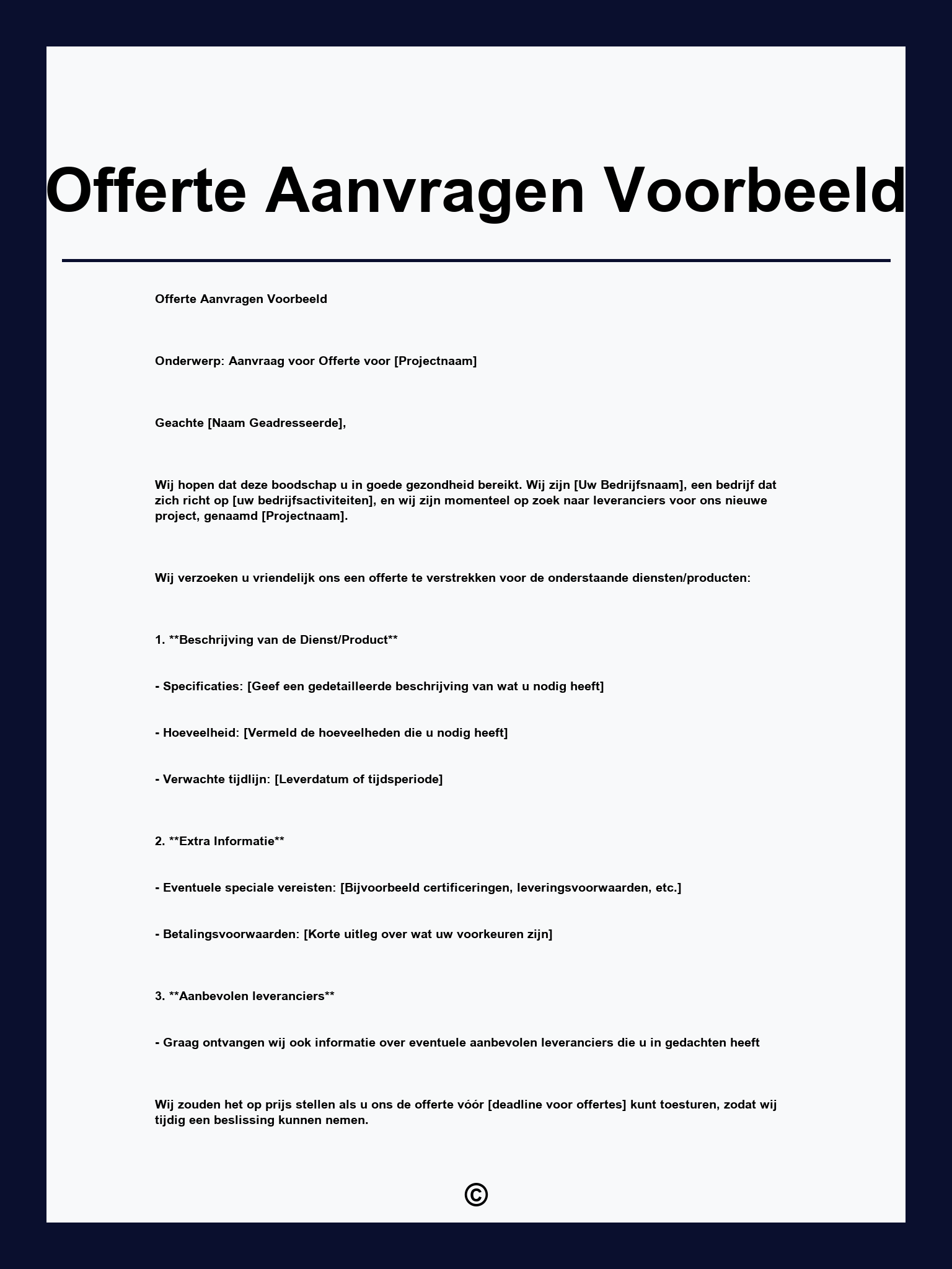 Offerte Aanvragen Voorbeeld