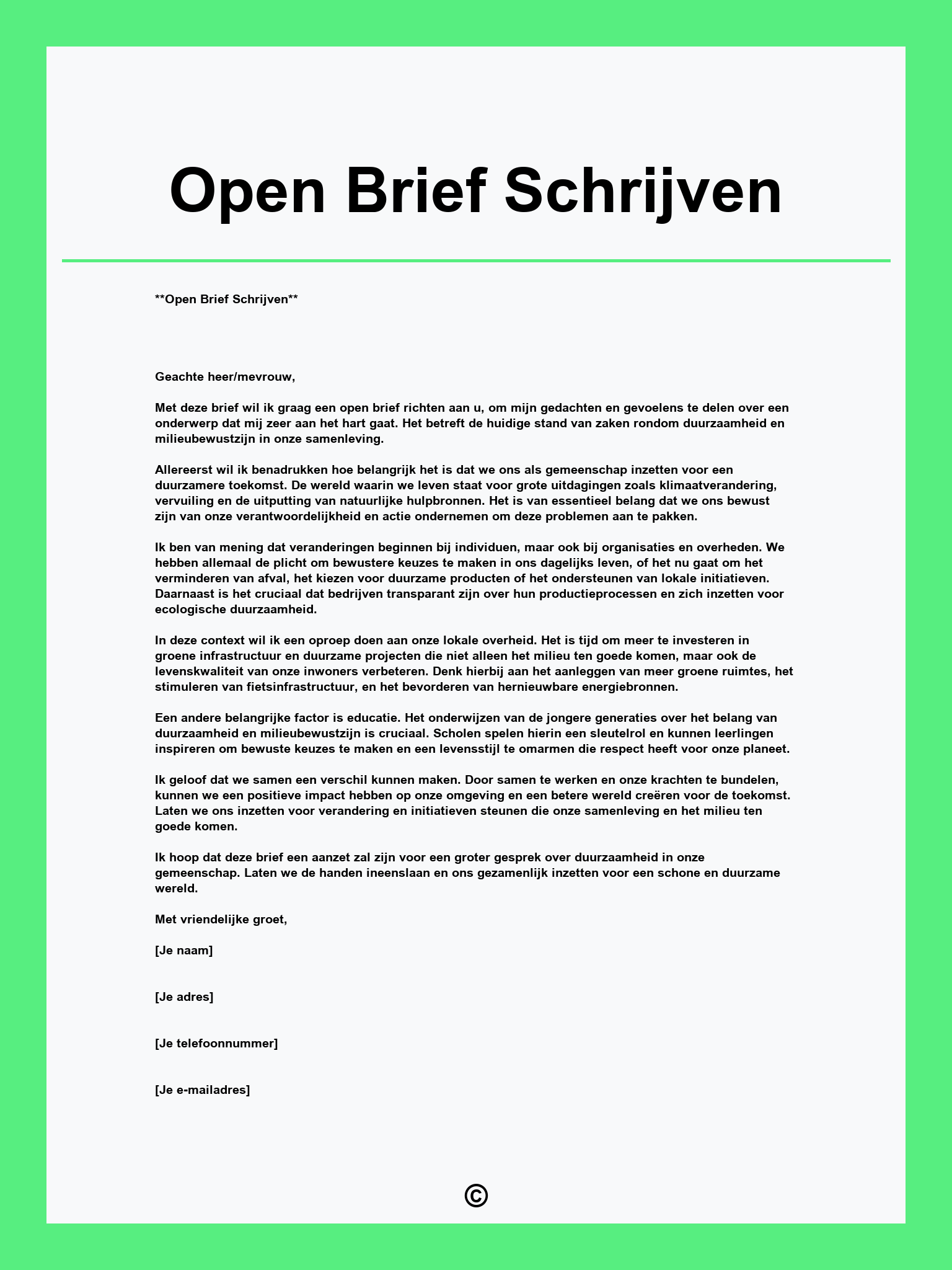 Open Brief Schrijven