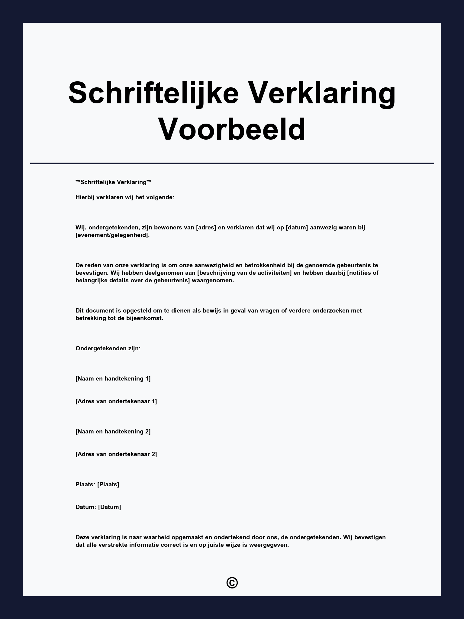 Schriftelijke Verklaring Voorbeeld