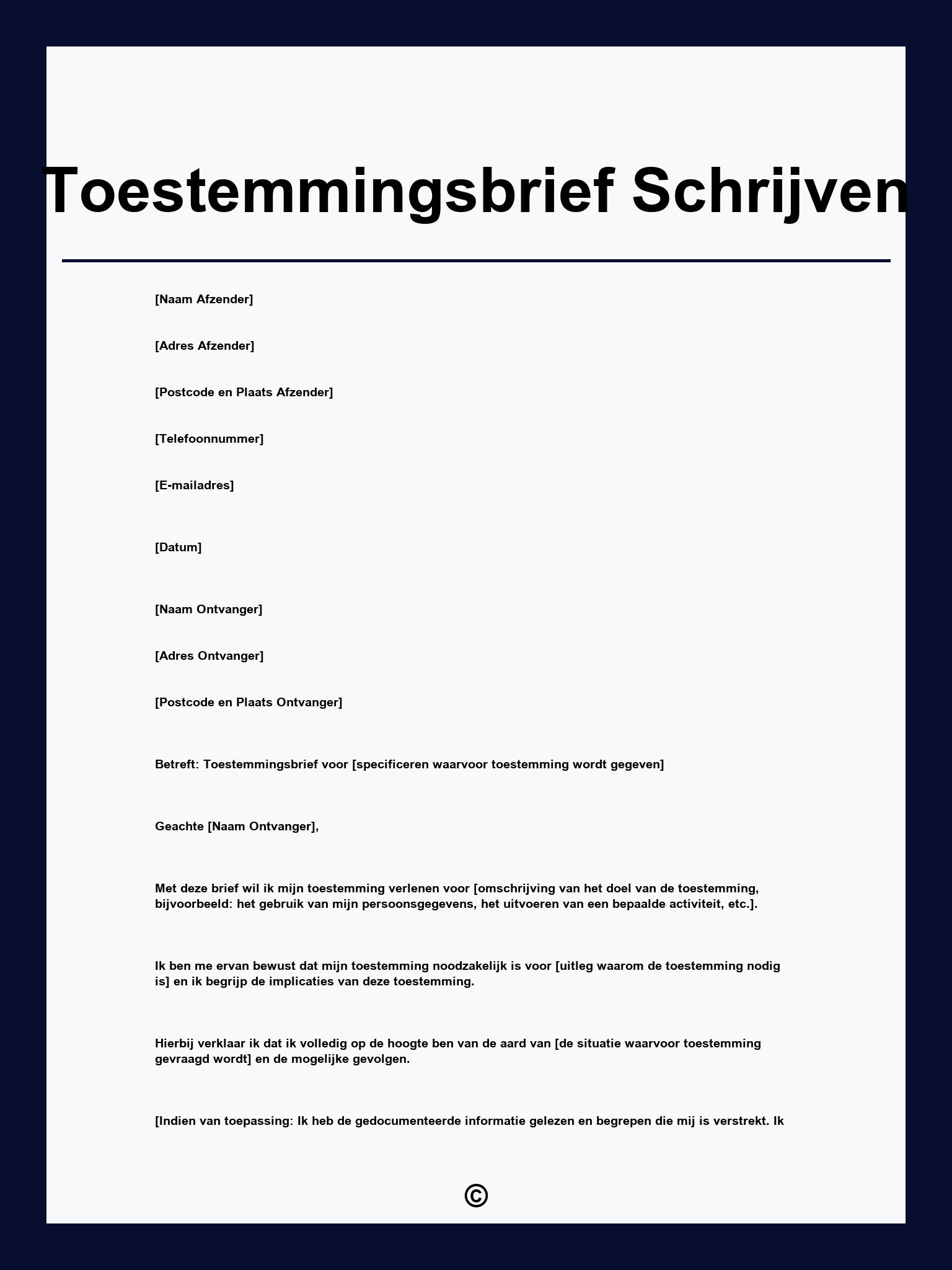 Toestemmingsbrief Schrijven