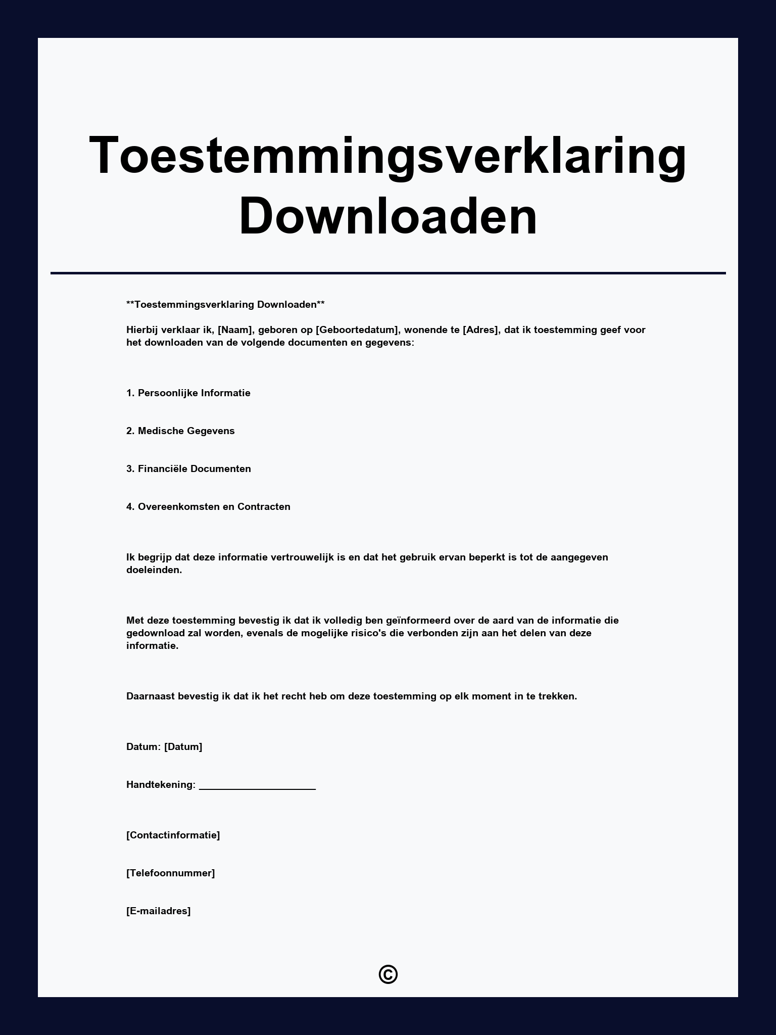 Toestemmingsverklaring Downloaden