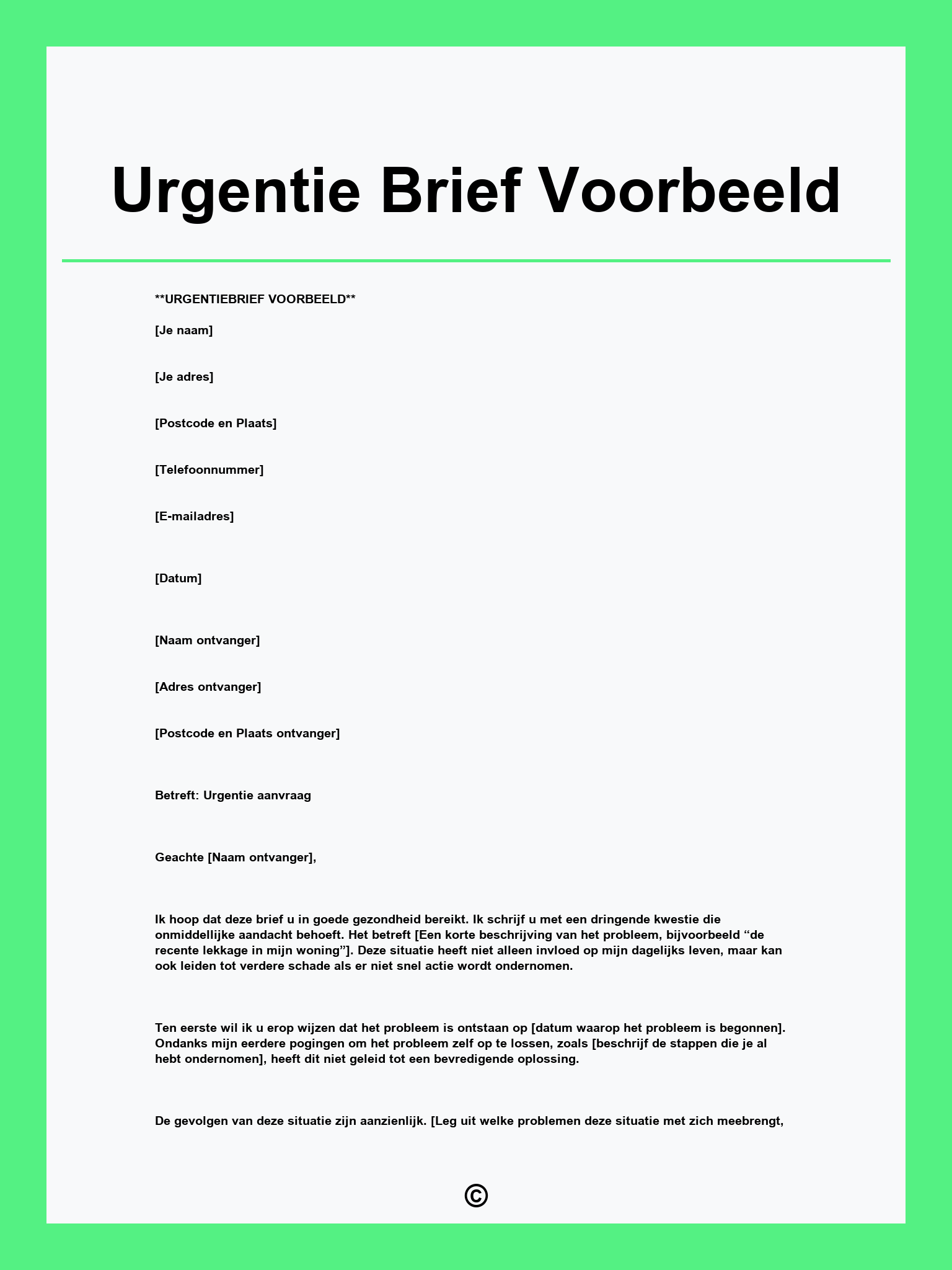 Urgentie Brief Voorbeeld