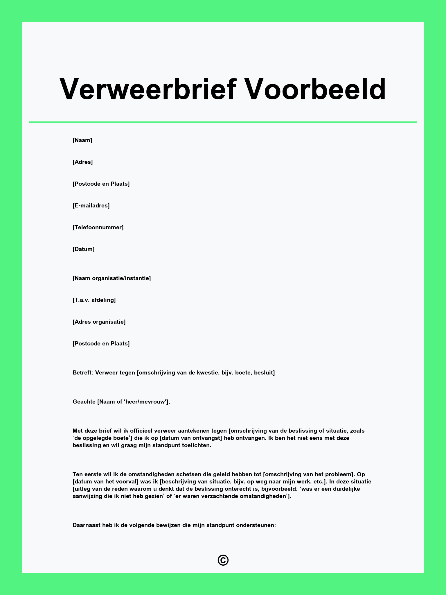 Verweerbrief Voorbeeld