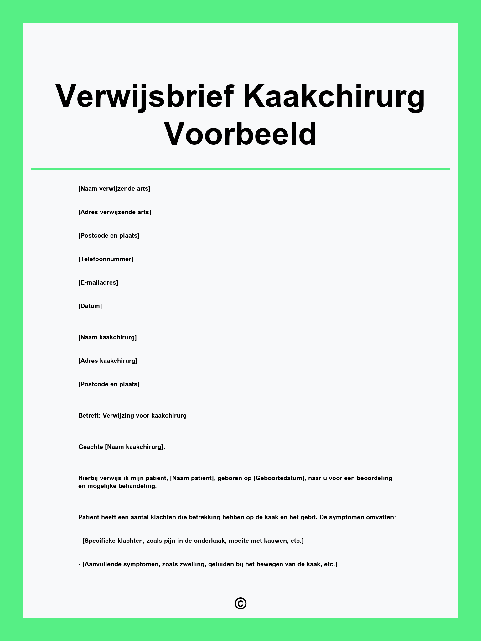 Verwijsbrief Kaakchirurg Voorbeeld
