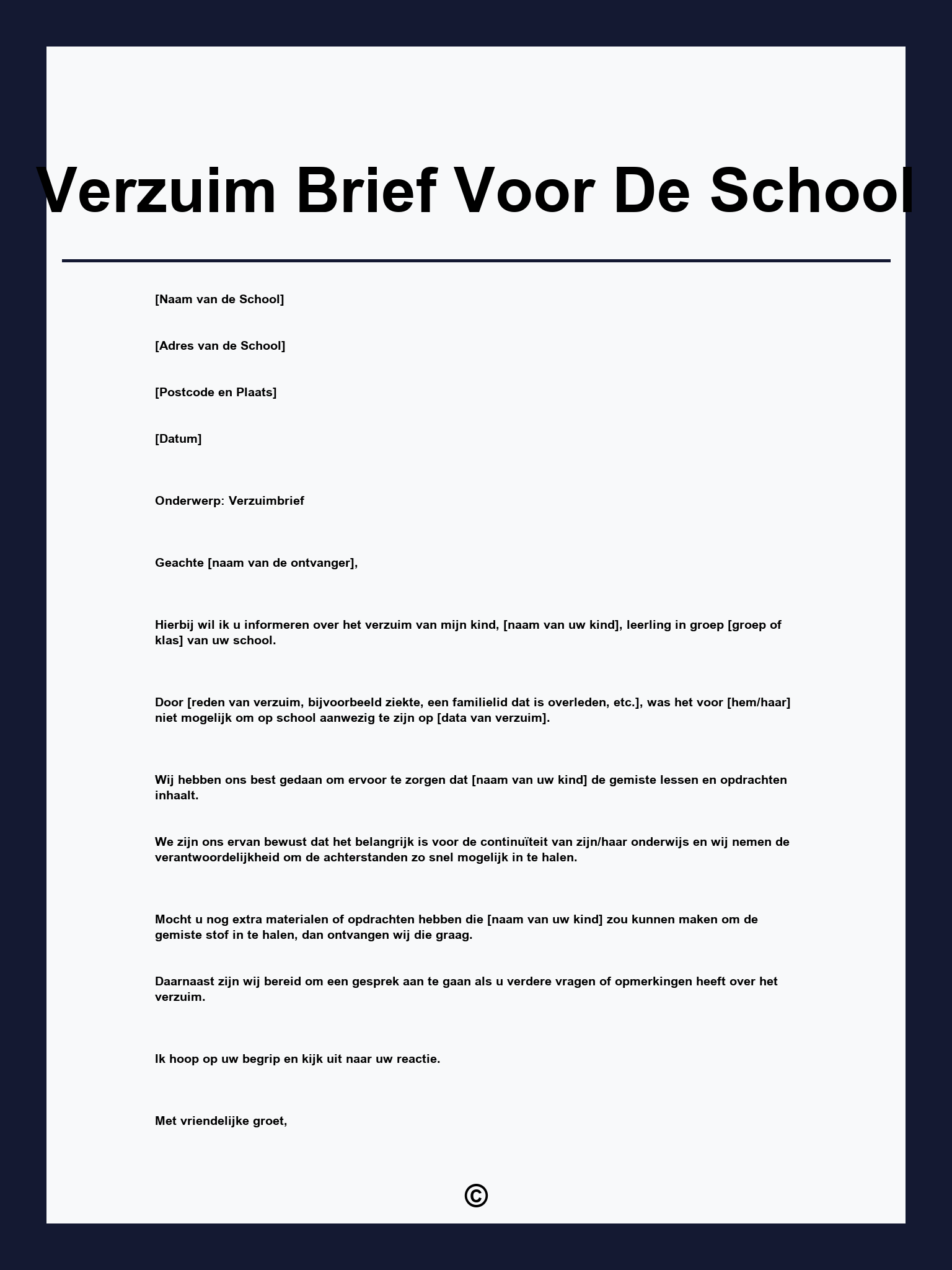 Verzuim Brief Voor De School