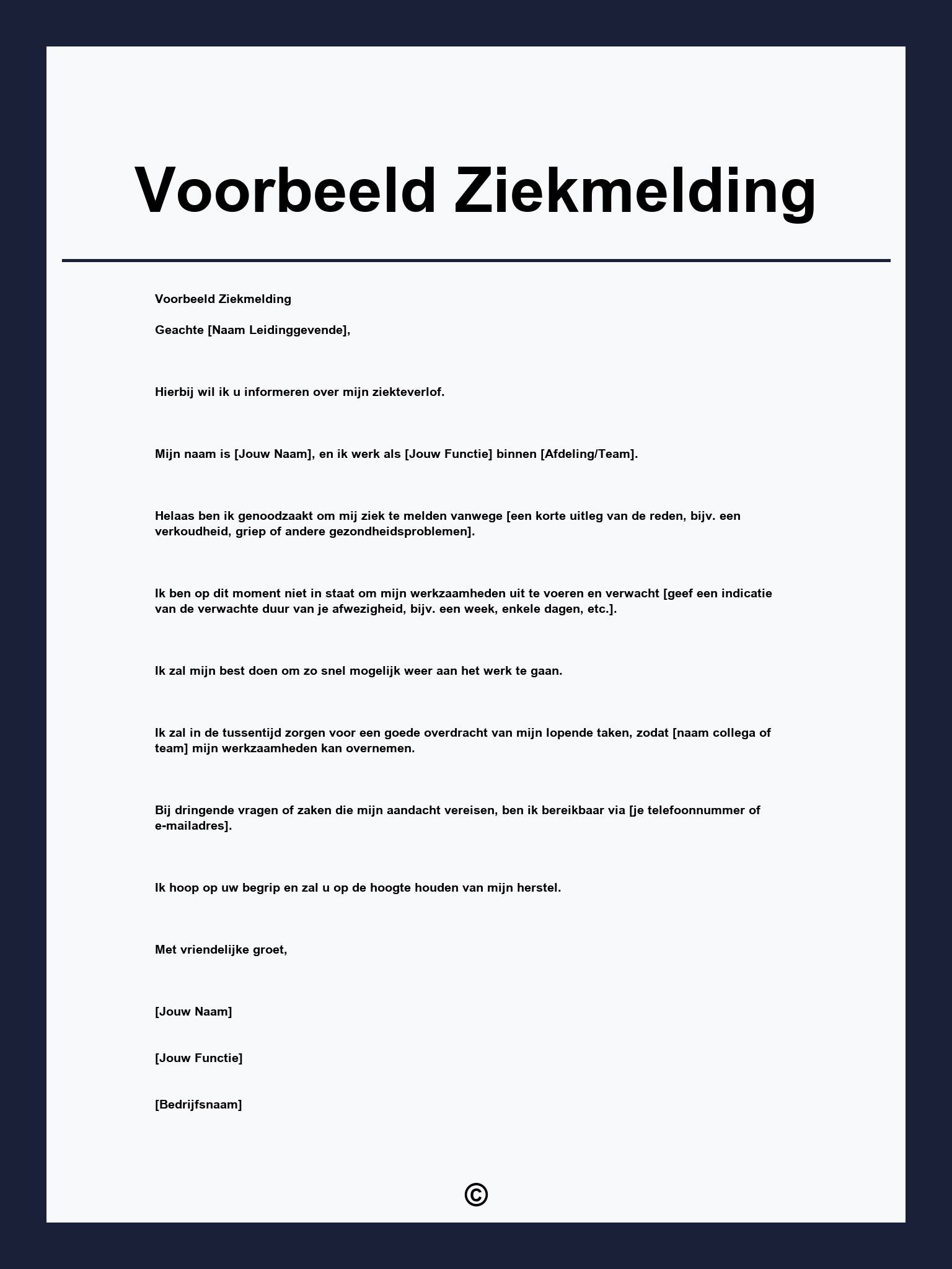 Voorbeeld Ziekmelding