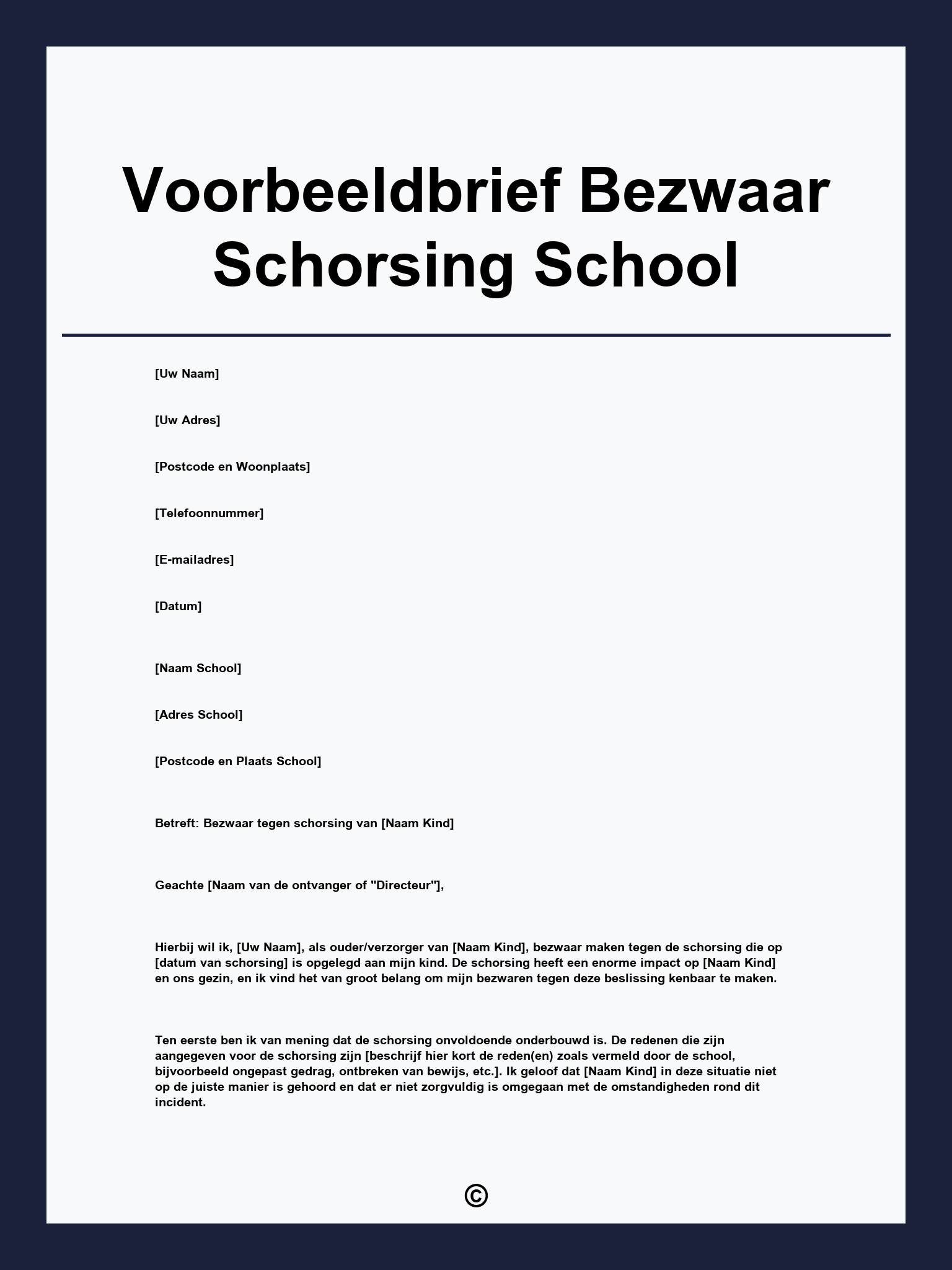 Voorbeeldbrief Bezwaar Schorsing School
