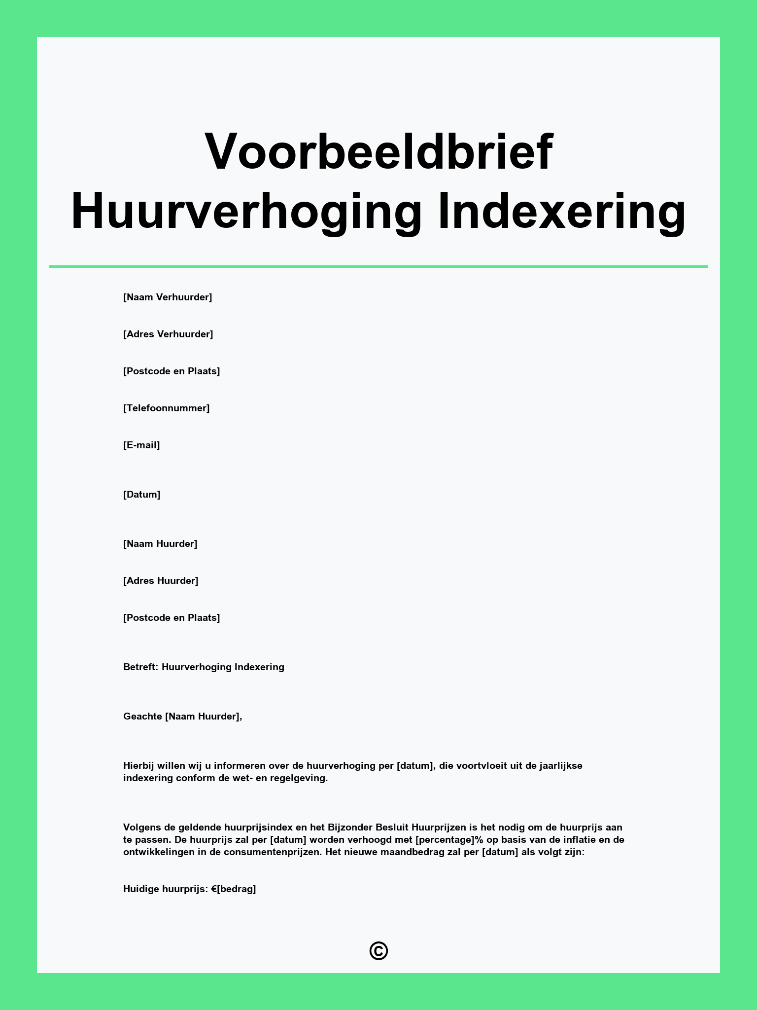 Voorbeeldbrief Huurverhoging Indexering