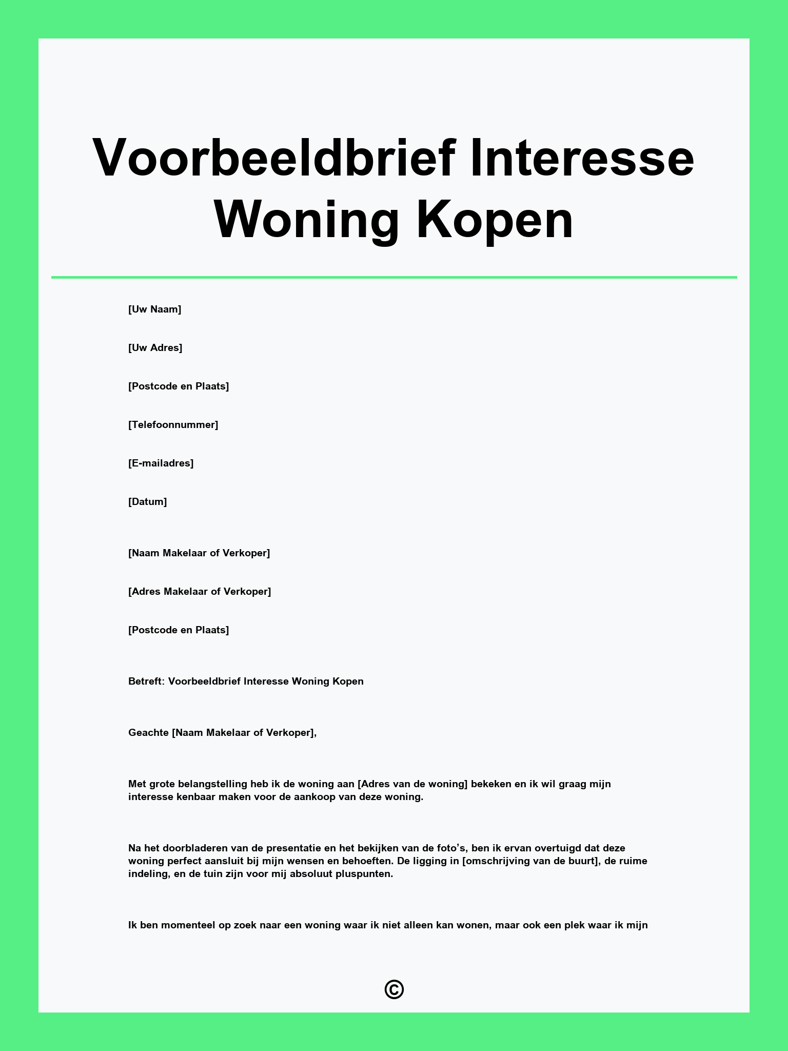 Voorbeeldbrief Interesse Woning Kopen
