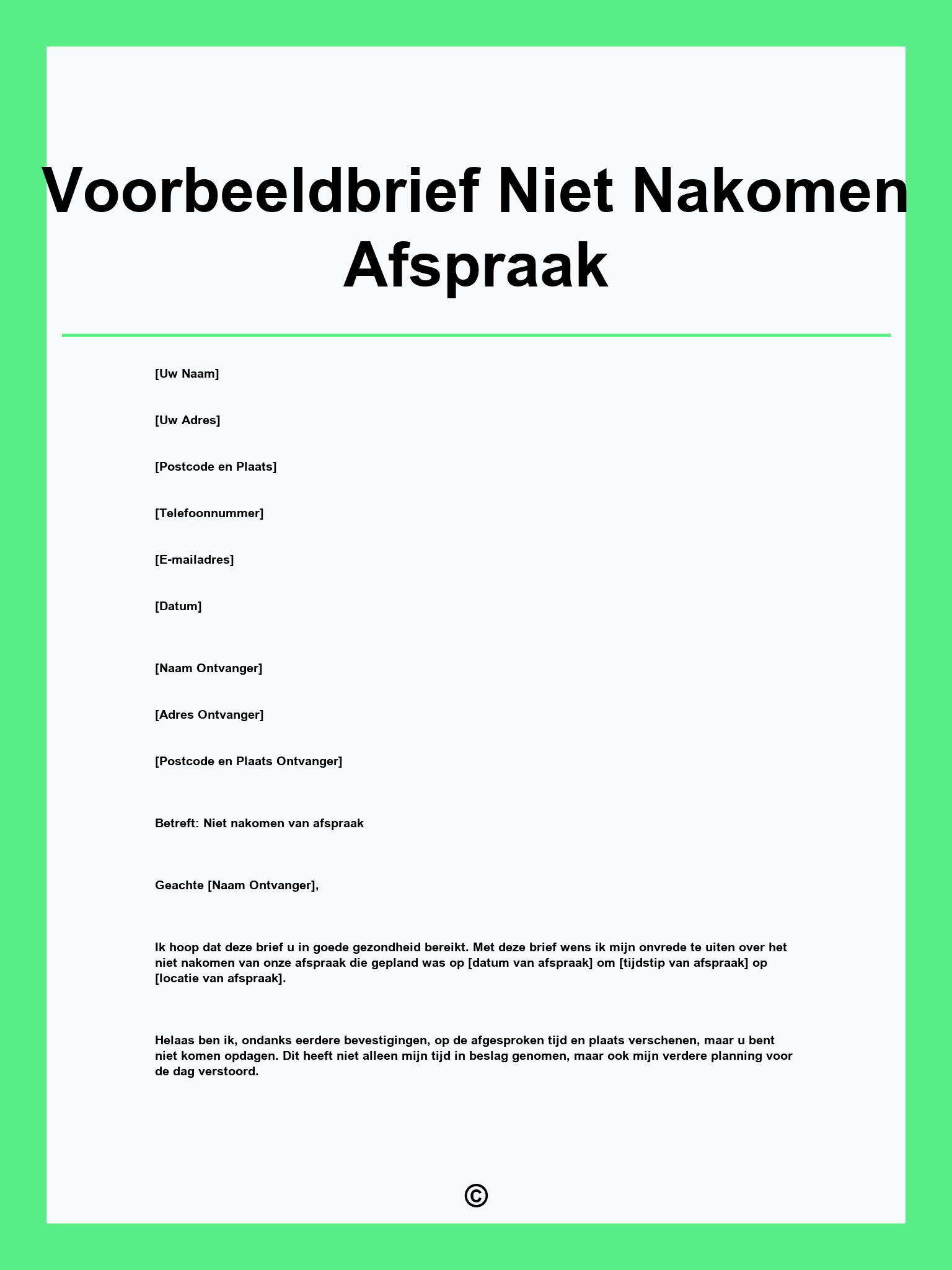 Voorbeeldbrief Niet Nakomen Afspraak