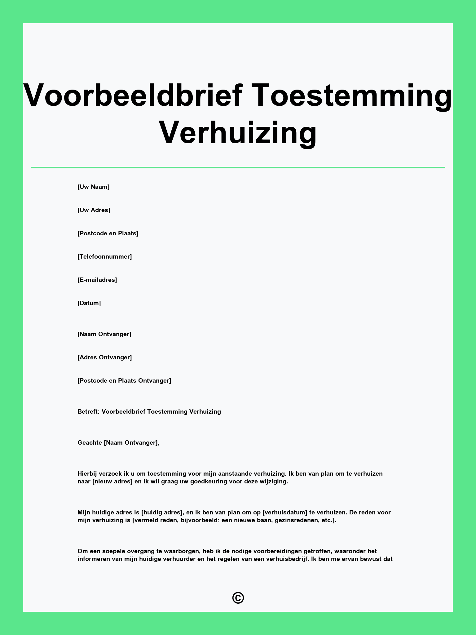 Voorbeeldbrief Toestemming Verhuizing