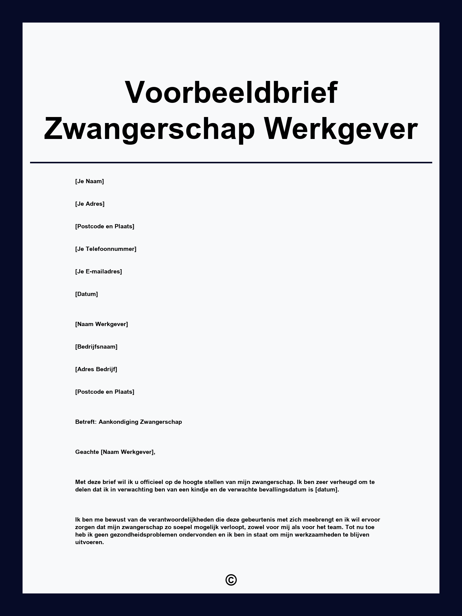 Voorbeeldbrief Zwangerschap Werkgever