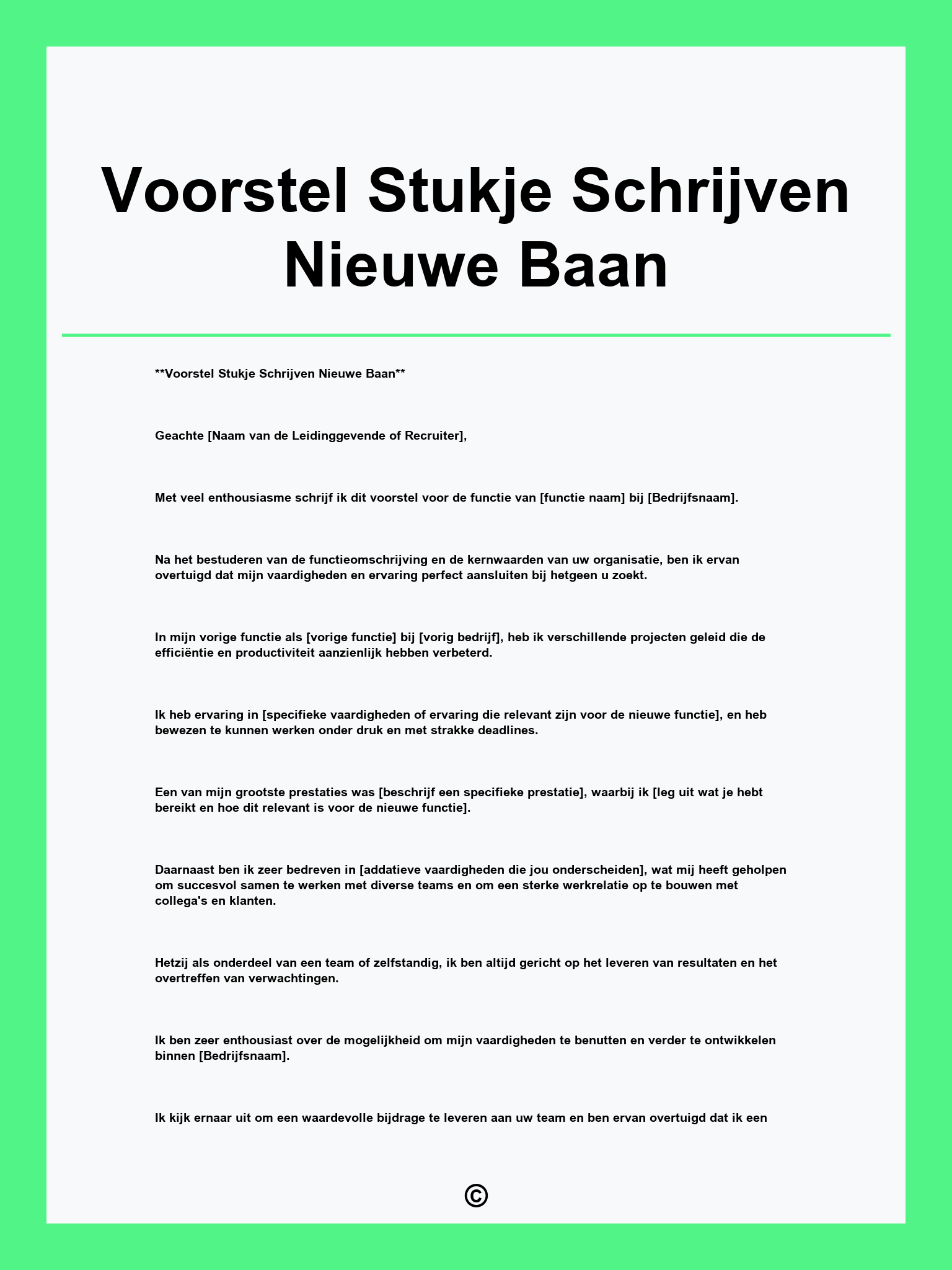 Voorstel Stukje Schrijven Nieuwe Baan