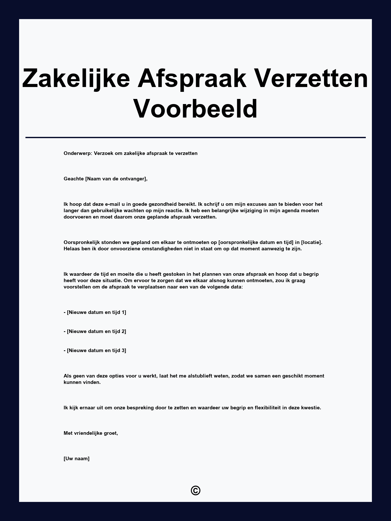 Zakelijke Afspraak Verzetten Voorbeeld
