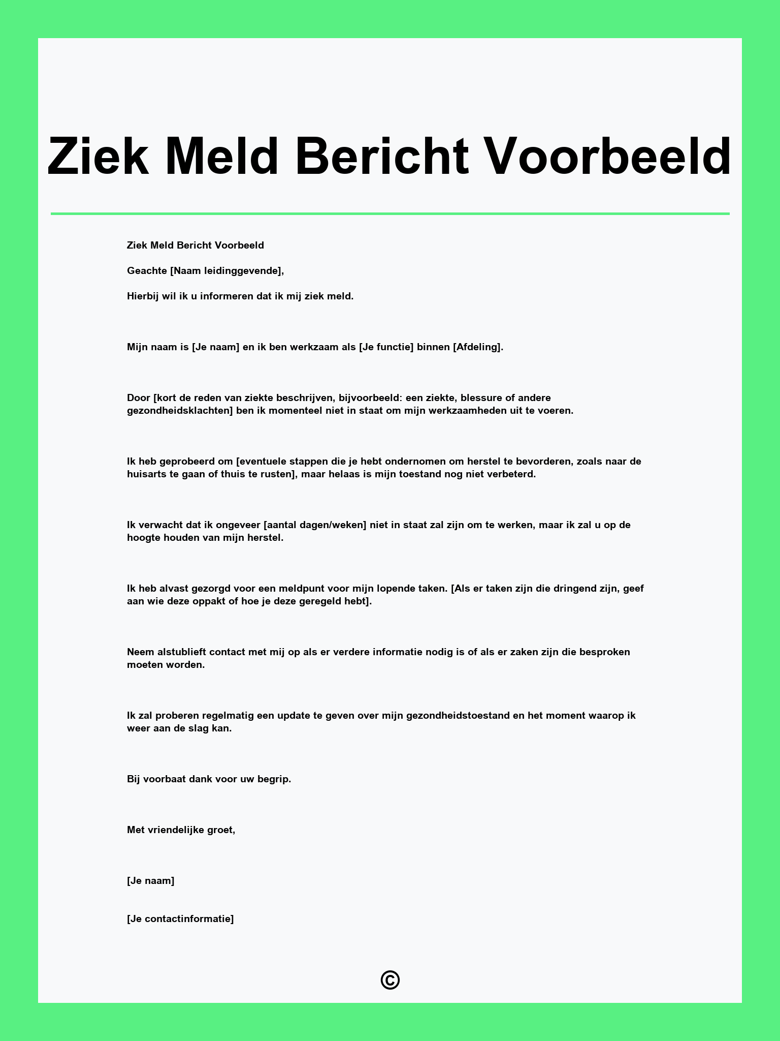 Ziek Meld Bericht Voorbeeld